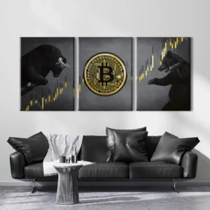 Bitcoin Crypto Bull Bear Market Canvas Painting Money Wall Art Poster Print Living Room Office Bedroom 2